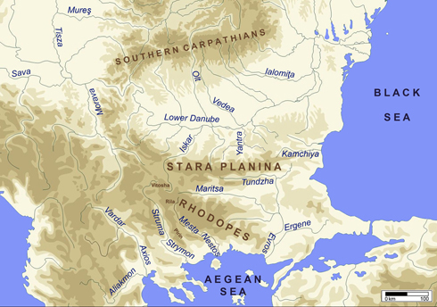 Figure 1. Geographical map of the central and eastern Balkans